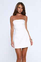 The Best Gift Satin Strapless Mini Dress White