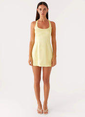 Freefall Satin Mini Dress - Yellow