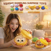 Stress Relief Squishy Blind Box Pack (4 pcs) | Slow-rise TPR dumpling collectibles | Non-toxic BPA-free, 3+