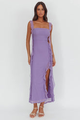 Blushing Ruffle Trim Maxi Dress Lilac