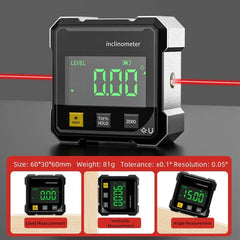 Digital Angle Finder & Level Gauge | Laser-Sharp Angle Measurements for Carpentry, Roofing & Tile | Backlit Display + Magnetic Base | Rechargeable