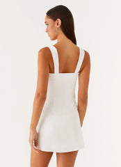 Odette Satin Mini Dress - White