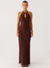 Harlyn Halter Maxi Dress - Chocolate