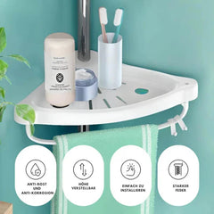 Shower Caddy Corner Pole Organizer | 4 Deep Drainage Shelves, Tool-Free Install | Adjustable Height 100–260 cm | PP Rust-Free