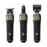Men’s Grooming Kit with T-Blade Trimmer + Dual Foil Shaver | Nose & Ear Trimmer | LED Battery Display | USB Rechargeable