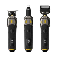 Men’s Grooming Kit with T-Blade Trimmer + Dual Foil Shaver | Nose & Ear Trimmer | LED Battery Display | USB Rechargeable