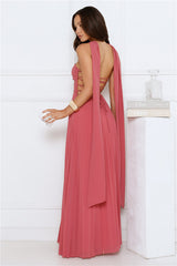 Sugar Babe Strapless Pleated Maxi Dress Rose