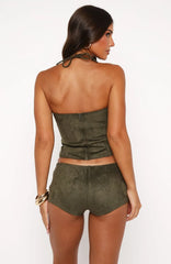 Don't Speak Faux Suede Shorts Cactus