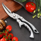 Heavy-Duty Kitchen Poultry Shears | 3Cr13 Stainless Steel Micro-Serrated Blades | Spring-Loaded Anti-Slip Grip | 25.5 cm, 158 g | Silver
