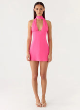 Melisande Scarf Neck Mini Dress Fuchsia