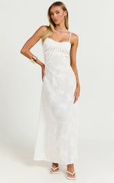 Lily Maxi Dress - Sheer Jacquard Maxi Dress in Cream
