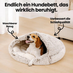 Dog/Cat Cave Bed 50 cm with Hood | Cozy Hideaway for Stress Relief | Soft Faux-Fur Lining | Washable Cover | Non-Slip Base