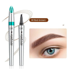 4-Prong Microblading Eyebrow Pen | Hair-Stroke Tip for Natural Full Brows | Waterproof, Smudge-Proof Up to 36 Hours | 5 Shades