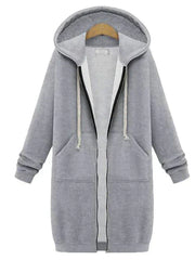 Heidi-Mode | Knee-Length Zip-Up Hoodie