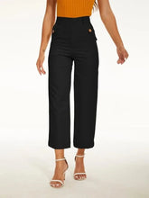 Tummy Control Twill Cropped Wide Leg Pants