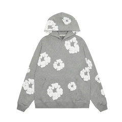 Heidi-Mode | Hoodie Sweatshirt Made of Denim with Floral Print and Hood