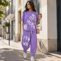 Brixa™ – Oversized Graffiti Print Lounge Two-Piece Set