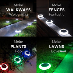 Solar Garden Lights 4-Pack | 8 Colors + 200lm Brightness | Monocrystalline Solar, Up to 10h Runtime, Weatherproof