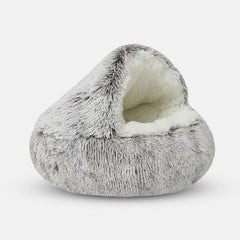 Dog/Cat Cave Bed 50 cm with Hood | Cozy Hideaway for Stress Relief | Soft Faux-Fur Lining | Washable Cover | Non-Slip Base
