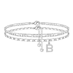 CharmLuxe – Letter Layered Ankle Bracelet Set
