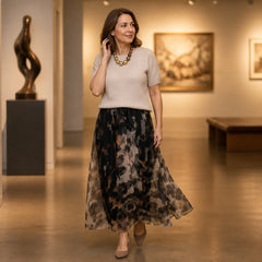LuxuryLynx™ – Soft Knit Top & Flowing Leopard Print Maxi Skirt Set