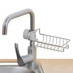 Stainless Steel Sink Organizer for Faucet | Fast-Drain Sponge & Brush Caddy | No-Drill Clip-On Clamp | Rust-Resistant
