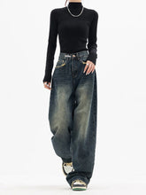 High -Waisted Jeans with wide legs - Vintage Wash Streetwear