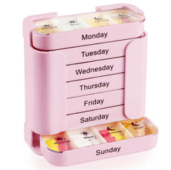 7-Day Pill Organizer with Large Compartments + Click-Lock Lids | Compact Travel Pill Box | Durable ABS/PC | 4 Colors