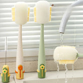 Bottle & Cup Cleaning Brush Set | Precision Heads for Lids, Straws & Tight Necks | Ergonomic Grip Handle | Reusable | White/Green