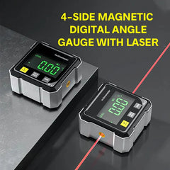 Digital Angle Finder & Level Gauge | Laser-Sharp Angle Measurements for Carpentry, Roofing & Tile | Backlit Display + Magnetic Base | Rechargeable