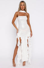 The Positano Dream Sequin Maxi Dress Off White