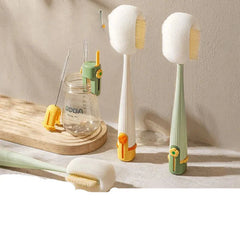 Bottle & Cup Cleaning Brush Set | Precision Heads for Lids, Straws & Tight Necks | Ergonomic Grip Handle | Reusable | White/Green