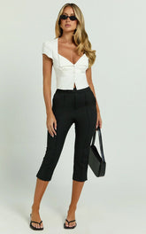 Rhode Pants - Capri Slim Fit Side Split Pants in Black