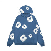 Heidi-Mode | Hoodie Sweatshirt Made of Denim with Floral Print and Hood