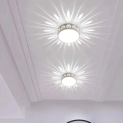 LED Ceiling Light Fixture | Warm White or Cool White | Crystal + Acrylic Shade | Instant, Even Light | Surface-Mount, Fixed Wiring | Indoor/Covered Outdoor