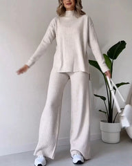 Chic Slit Casual Two-Piece Set