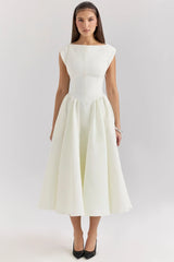 Ivory Moire Satin Midi Dress