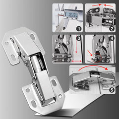 No-Drill Cabinet Door Hinges | Manganese Steel Core + Nickel-Plated Rust Resistance | Fits 12–40 mm Doors | 3" or 170 mm