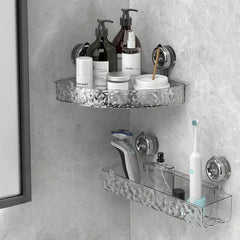 Bathroom Corner Shelf Organizer | Wall-Mount Shower Storage Rack for Shampoo & Soap | Space-Saving, Easy Install | Black/White