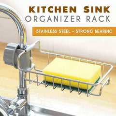Stainless Steel Sink Organizer for Faucet | Fast-Drain Sponge & Brush Caddy | No-Drill Clip-On Clamp | Rust-Resistant