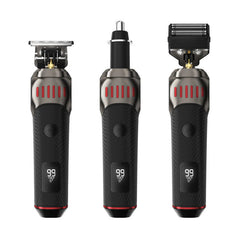 Men’s Grooming Kit with T-Blade Trimmer + Dual Foil Shaver | Nose & Ear Trimmer | LED Battery Display | USB Rechargeable
