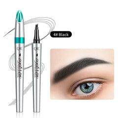 4-Prong Microblading Eyebrow Pen | Hair-Stroke Tip for Natural Full Brows | Waterproof, Smudge-Proof Up to 36 Hours | 5 Shades
