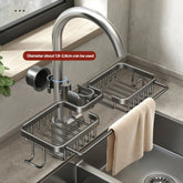 Faucet Sponge Holder & Sink Caddy Rack | Fast-Drain Hollow Base for Cleaner, Drier Tools | Rust-Resistant Aluminum | 4 Colors