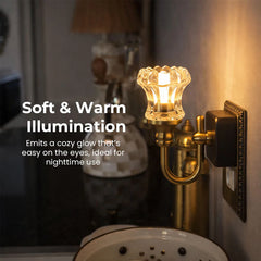 Plug-In Vintage Night Light | Warm Ambient Glow, Eye-Friendly No Harsh Blue Light | Wall Sconce Look | Bedroom & Hallway