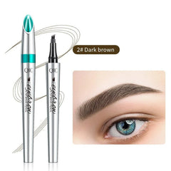4-Prong Microblading Eyebrow Pen | Hair-Stroke Tip for Natural Full Brows | Waterproof, Smudge-Proof Up to 36 Hours | 5 Shades
