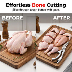 Heavy-Duty Kitchen Poultry Shears | 3Cr13 Stainless Steel Micro-Serrated Blades | Spring-Loaded Anti-Slip Grip | 25.5 cm, 158 g | Silver