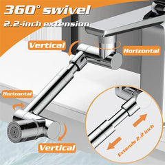 1080° Rotating Faucet Attachment | SpinMaster360 with 2 Spray Modes | Splash-Free Rinsing | Fits Most Standard Taps