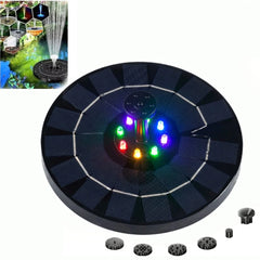 Solar Fountain for Pond & Bird Bath | 100% solar-powered, floating design | Multiple spray nozzles + optional colorful lighting