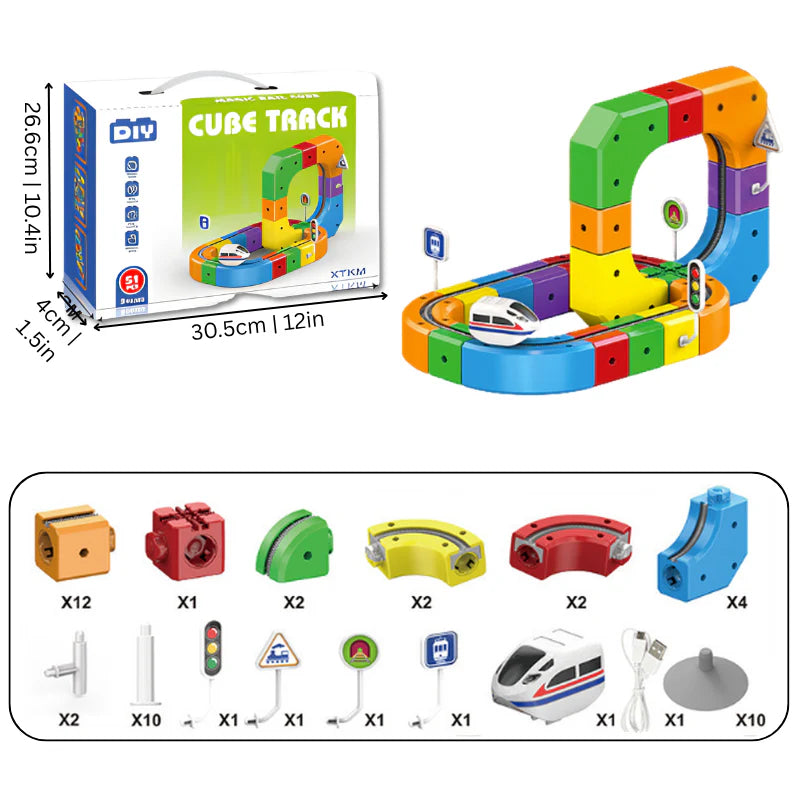 Kids Race Track Building Set (51 or 81 pcs) | USB Rechargeable | Durable ABS | STEM Skills + Motor Control | Ages 3–5