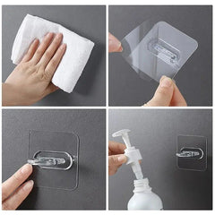 Clear Adhesive Wall Hooks (30-Pack) | Waterproof Heavy-Duty Hold Up to 2 kg per Hook | Removable No Residue | 6.5 x 6.5 cm